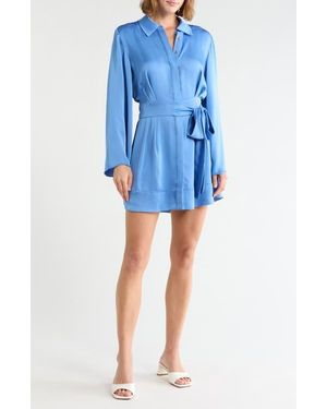 Ramy Brook Mariana Tie Waist Long Sleeve Minidress - Blue