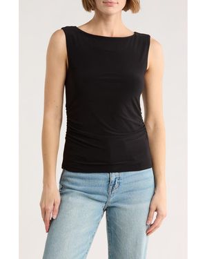 Leith Boat Neck Sleeveless Top - Black