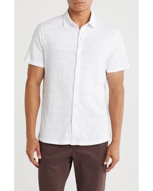 WESTZEROONE Forli Short Sleeve Cotton Knit Button-Up Shirt - White