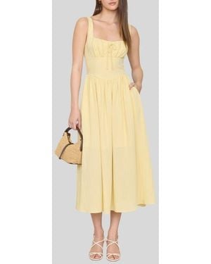 Blu Pepper Bow Fit & Flare Midi Sundress - Yellow