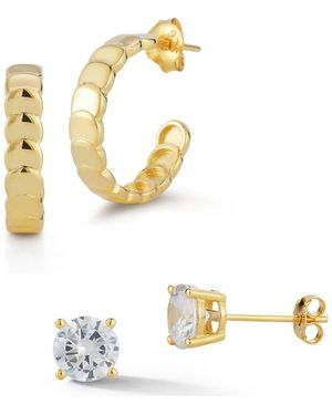 Glaze Jewelry Set Of 2 14K Plated Earrings - Metallic