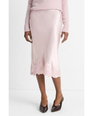 Vince Asymmetric Hem Satin Slip Skirt - Pink