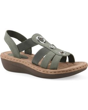 White Mountain Casimir Grommet Stud Wedge Sandal - Gray