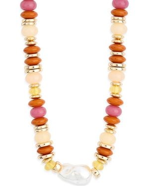 Natasha Couture Beaded Necklace - Metallic