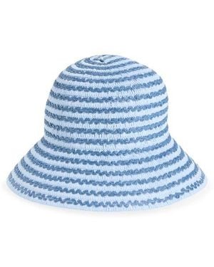 Nordstrom Rack Stripe Straw Bucket Hat - Blue