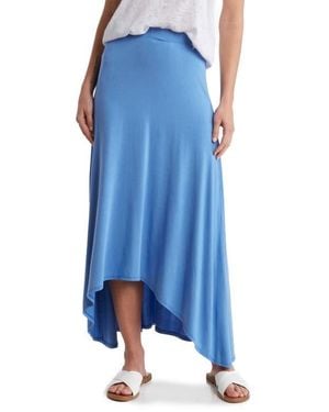 Go Couture Asymmetric High-Low Skirt - Blue