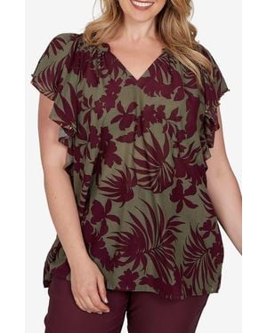 Ruby Rd. Novelty Airy Cotton Gauze Top - Red
