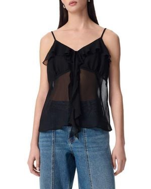 Robert Rodriguez Justine Cascading Ruffle Chiffon Camisole - Black