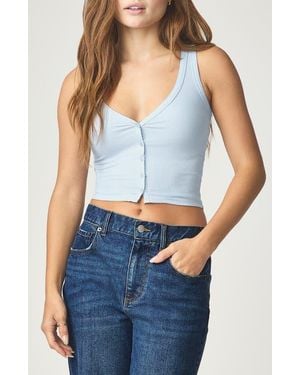 Florence By Mills Rib Button-Up Tank Top - Blue