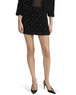 FRAME The Embellished Knit Wool Blend Miniskirt - Black