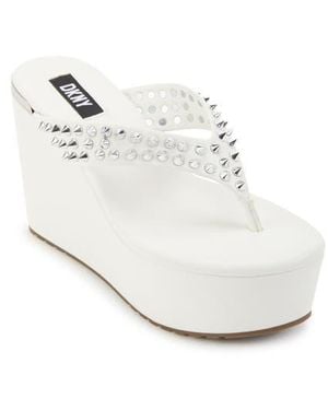 DKNY Tina Studded Platform Flip Flop - White