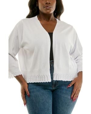 Nina Leonard Scalloped Lace Trim Bolero - Gray