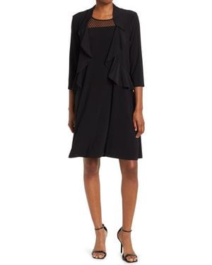 Nina Leonard 2-Piece Ruffle Bolero & Sleeveless Dress - Black