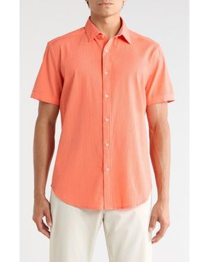 Robert Graham Harbor Short Sleeve Stretch Cotton Button-Up Shirt - Orange