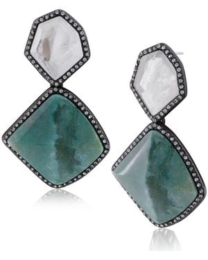 Jardin Geometric Crystal Drop Earrings - Green