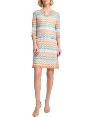 Misook Pointelle Zigzag Knit Shift Dress - Multicolor
