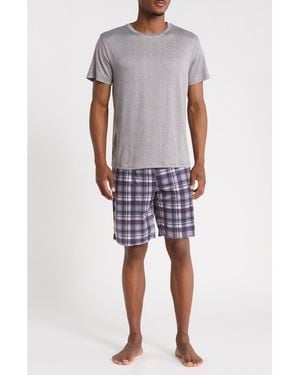 Geoffrey Beene Crewneck Pajama Tee & Shorts Set - Blue
