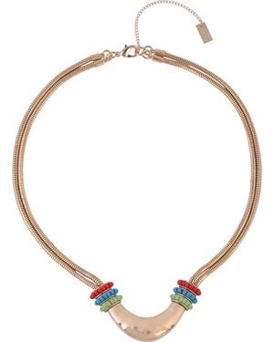 Rachel Roy Beaded Pendant Snake Chain Necklace - Metallic