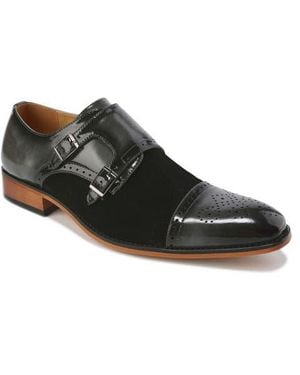 Gino Vitale Double Monk Strap Loafer - Black