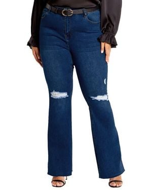 City Chic Letitia High Waist Flare Jeans - Blue