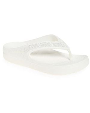 Crocs™ Sloane Glitter Platform Flip-Flop Sandal - White