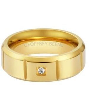 Geoffrey Beene Stainless Steel Cubic Zirconia Band Ring - Metallic