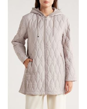 Bernardo Midlength Diamond Quilted Jacket - Gray