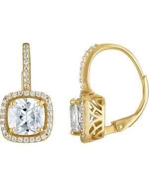FZN 14K Over Gemstone And Diamond Leverback Earrings - Metallic