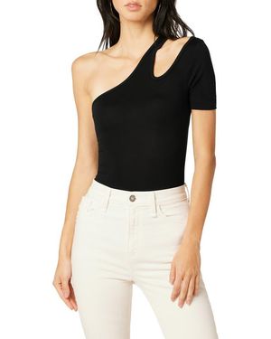 Hudson Jeans Asymmetric Cutout One-Shoulder Bodysuit - Black