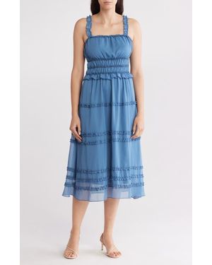 Wishlist Ruffle Tiered Midi Sundress - Blue