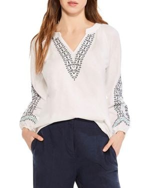 NIC+ZOE Solstice Embroidered Cotton Blouse - White