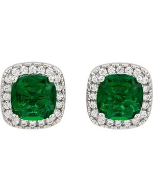 Suzy Levian Cubic Zirconia Halo Stud Earrings - Green