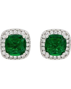 Suzy Levian Cubic Zirconia Halo Stud Earrings - Green