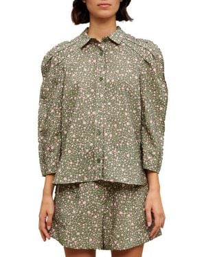 Maje Cakita Floral Volume Sleeve Blouse - Multicolor