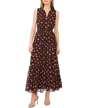 1.STATE Split Neck Maxi Dress - Brown