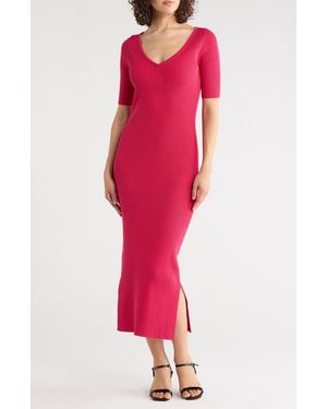 BOSS Ribbed Midi Dress - Red