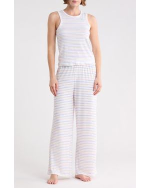 Jaclyn Stripe Long Pajamas - White