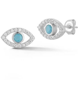 Glaze Jewelry Evil Eye Cubic Zirconia Studs - Blue