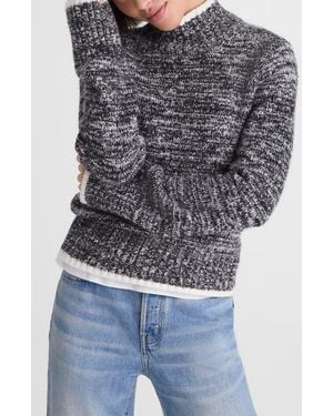 Madewell Marled Mock Neck Cotton Blend Sweater - Gray