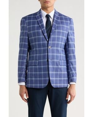 Gino Vitale Slim Fit Windowpane Blazer - Blue