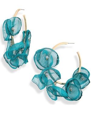 Natasha Couture Petal Hoop Earrings - Blue