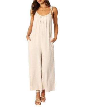 Petal & Pup Margo Tie Strap Linen Jumpsuit - Natural