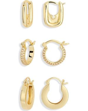 Argento Vivo Mixed Hoop Earrings Set - Metallic