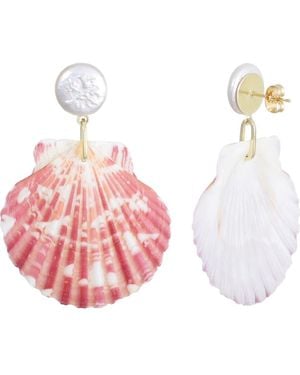 Adornia Faux Pearl Shell Drop Earrings - Pink