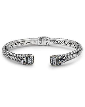 Samuel B. Woven Pavé Tipped Bangle - Multicolor