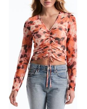 Laundry by Shelli Segal Cinched Mesh Top - Red