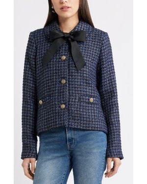 Caslon Tweed Bow Jacket - Blue