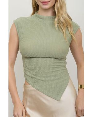 Blu Pepper Mock Neck Handkerchief Hem Top - Green
