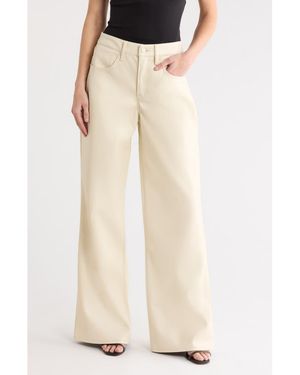 GOOD AMERICAN Good Ease Faux Leather Wide Leg Pants - Natural