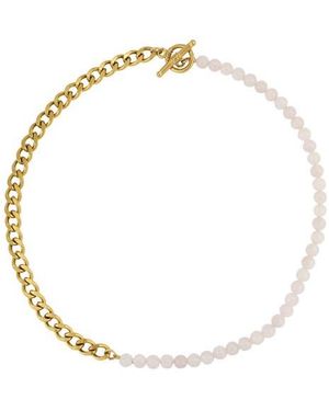 Rebel Gender Inclusive Half Cuban Half Beaded Chain Necklace - White